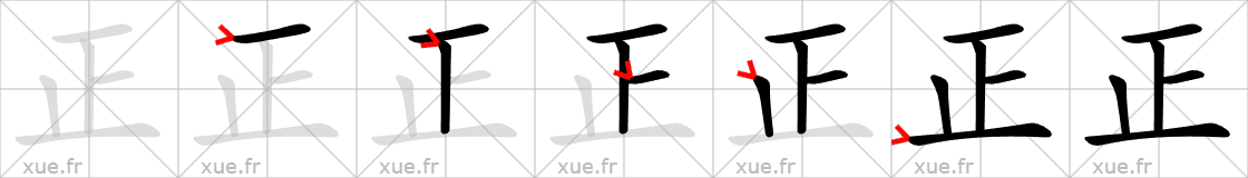 Chinese Hanzi stroke order for 正