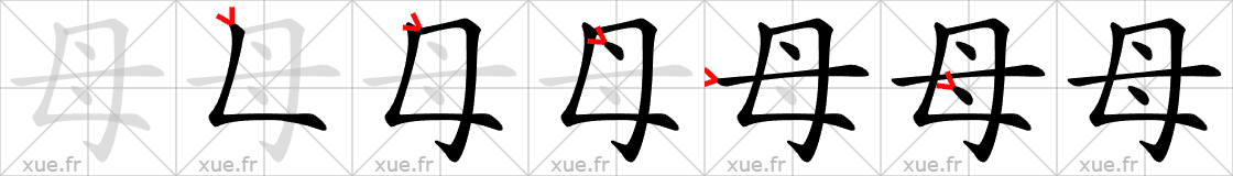 Chinese Hanzi stroke order for 母