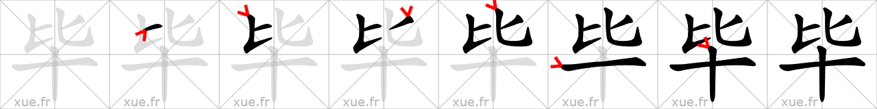 Chinese Hanzi stroke order for 毕