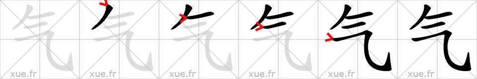 Chinese Hanzi stroke order for 气