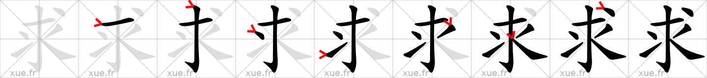 Chinese Hanzi stroke order for 求