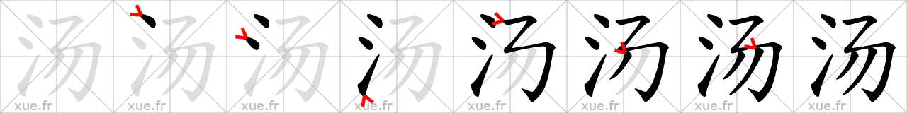 Chinese Hanzi stroke order for 汤