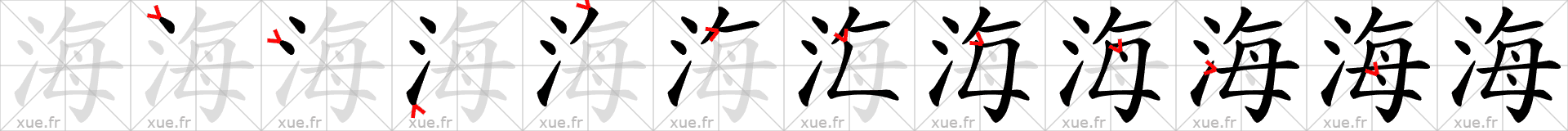 Chinese Hanzi stroke order for 海