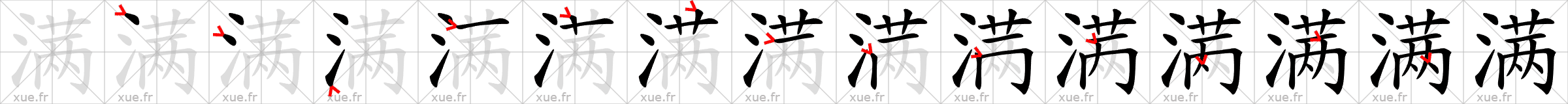 Chinese Hanzi stroke order for 满