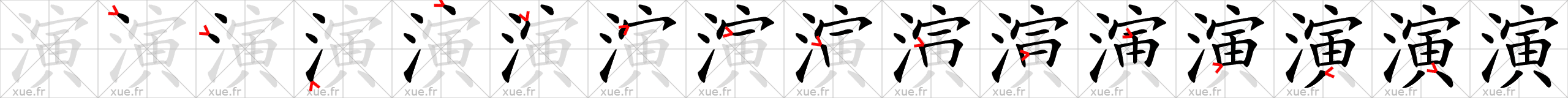 Chinese Hanzi stroke order for 演