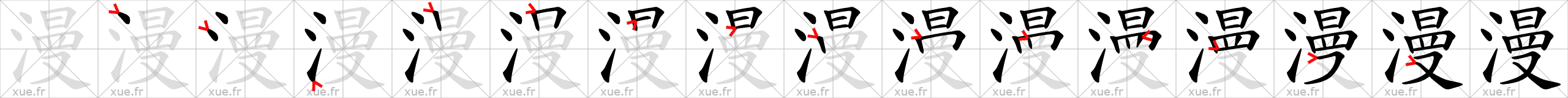 Chinese Hanzi stroke order for 漫