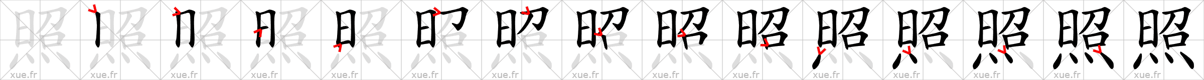 Chinese Hanzi stroke order for 照