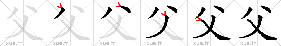 Chinese Hanzi stroke order for 父