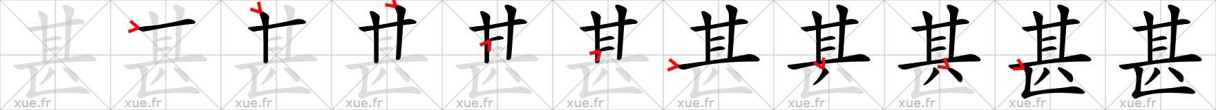 Chinese Hanzi stroke order for 甚