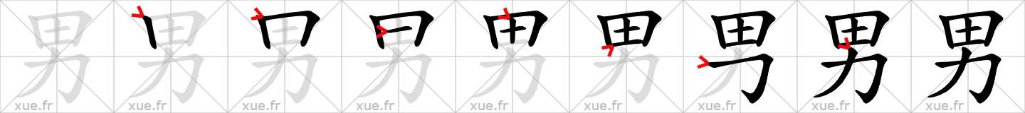 Chinese Hanzi stroke order for 男