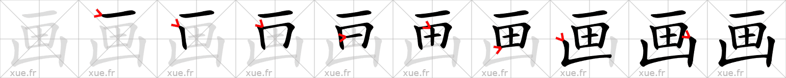 Chinese Hanzi stroke order for 画