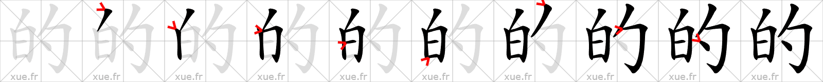Chinese Hanzi stroke order for 的
