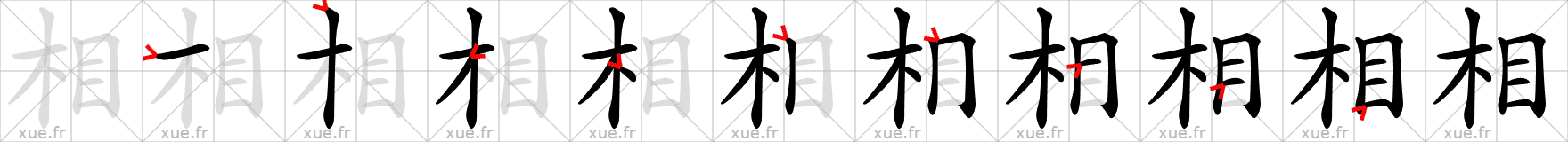 Chinese Hanzi stroke order for 相