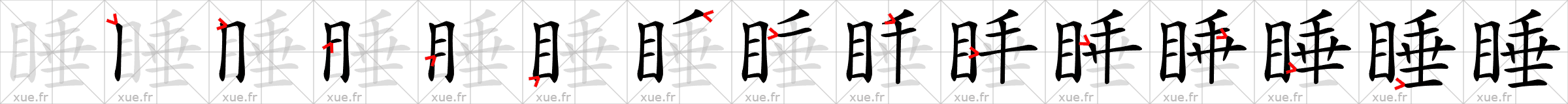 Chinese Hanzi stroke order for 睡