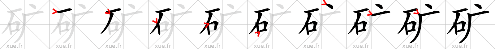 Chinese Hanzi stroke order for 矿