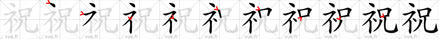 Chinese Hanzi stroke order for 祝