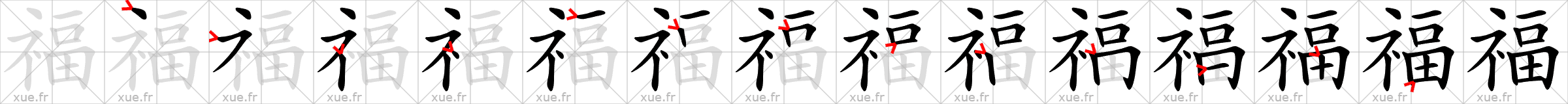 Chinese Hanzi stroke order for 福