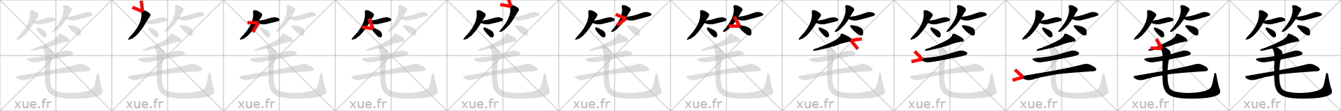 Chinese Hanzi stroke order for 笔
