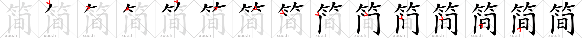 Chinese Hanzi stroke order for 简