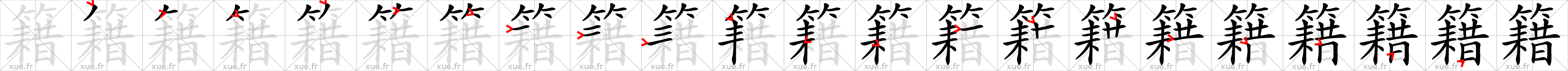 Chinese Hanzi stroke order for 籍