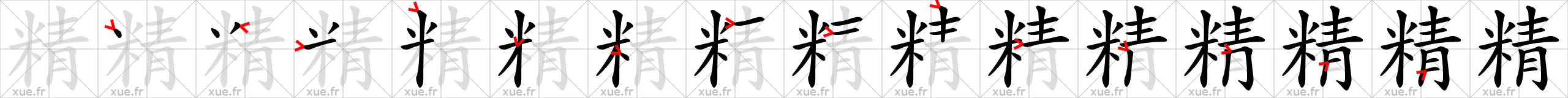 Chinese Hanzi stroke order for 精
