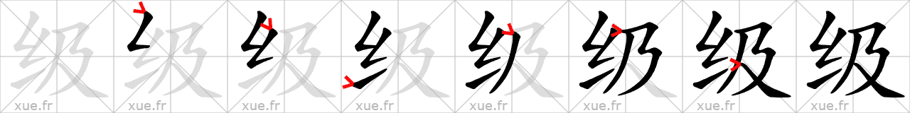 Chinese Hanzi stroke order for 级