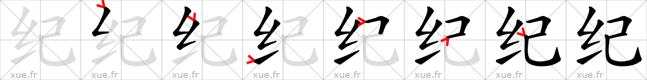 Chinese Hanzi stroke order for 纪