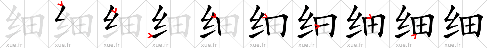 Chinese Hanzi stroke order for 细