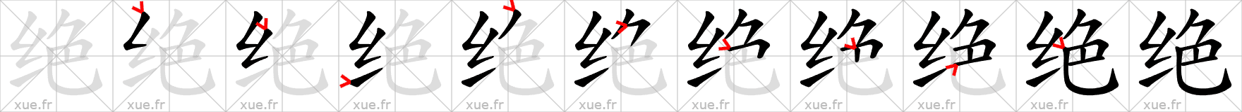 Chinese Hanzi stroke order for 绝
