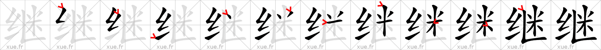 Chinese Hanzi stroke order for 继