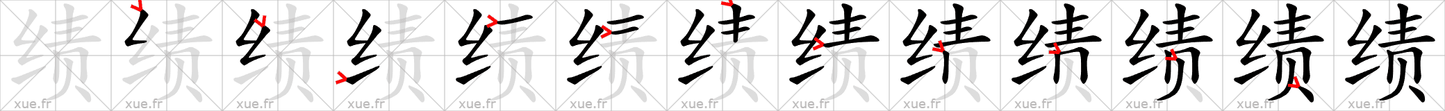 Chinese Hanzi stroke order for 绩