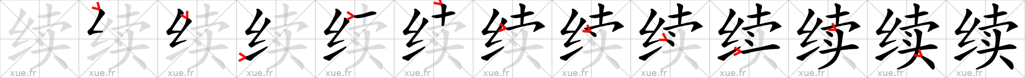 Chinese Hanzi stroke order for 续