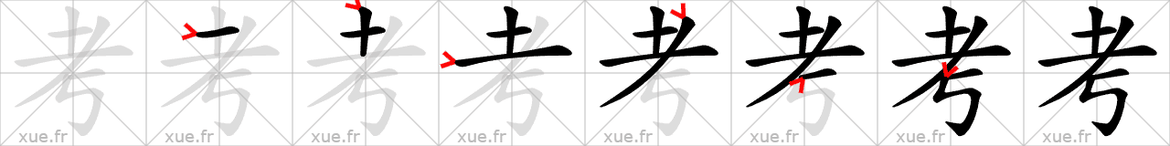 Chinese Hanzi stroke order for 考