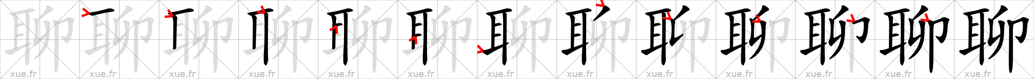 Chinese Hanzi stroke order for 聊
