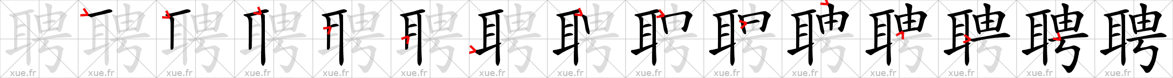 Chinese Hanzi stroke order for 聘