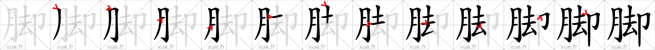 Chinese Hanzi stroke order for 脚