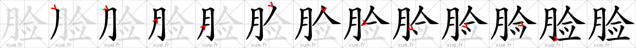 Chinese Hanzi stroke order for 脸