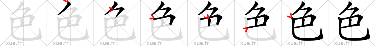 Chinese Hanzi stroke order for 色