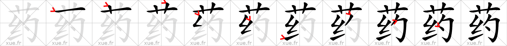 Chinese Hanzi stroke order for 药