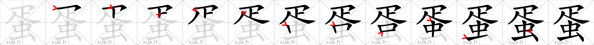 Chinese Hanzi stroke order for 蛋