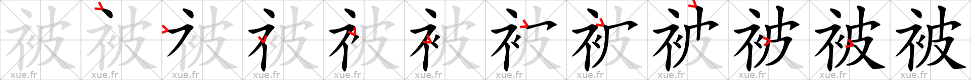 Chinese Hanzi stroke order for 被