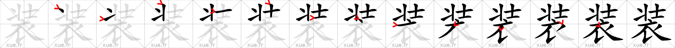 Chinese Hanzi stroke order for 装