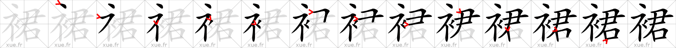 Chinese Hanzi stroke order for 裙