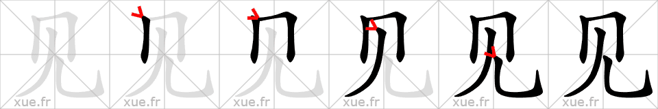 Chinese Hanzi stroke order for 见