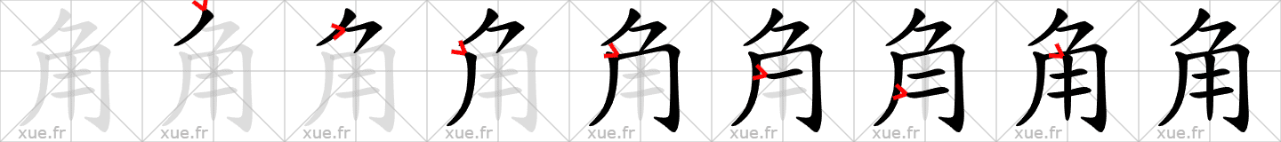 Chinese Hanzi stroke order for 角