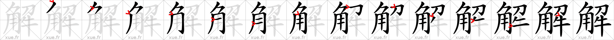 Chinese Hanzi stroke order for 解