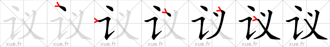 Chinese Hanzi stroke order for 议