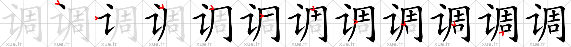 Chinese Hanzi stroke order for 调