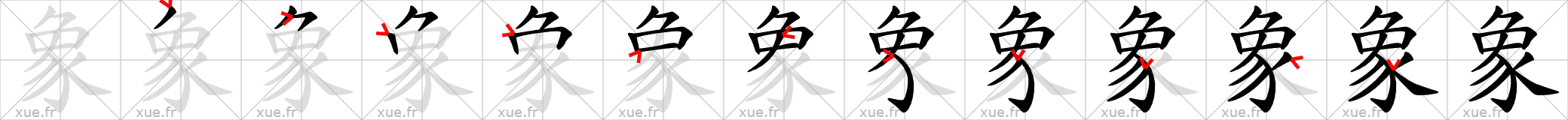 Chinese Hanzi stroke order for 象