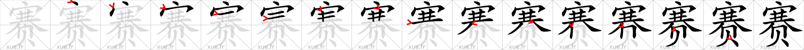 Chinese Hanzi stroke order for 赛